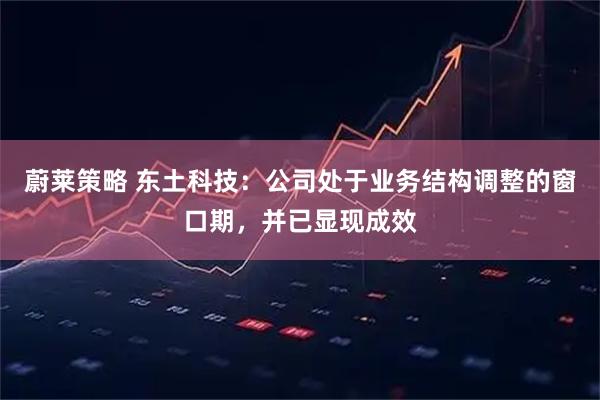 蔚莱策略 东土科技：公司处于业务结构调整的窗口期，并已显现成效